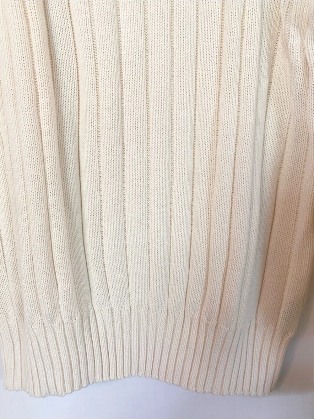 VTG 90s Polo Ralph Lauren Rib Knit Sweater Elbow & Shoulder Patches Cream XL EUC